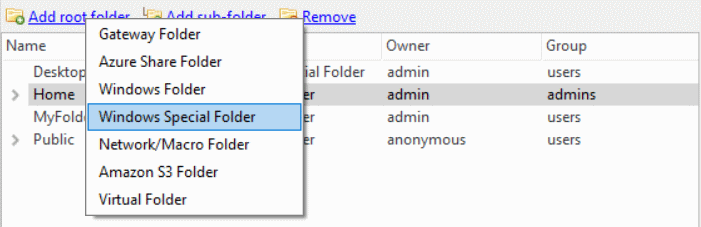 Add Root Windows Special Folder