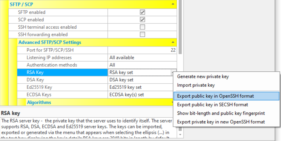 CompleteFTP: How to set up the server keys