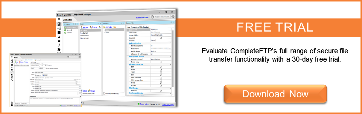 Try CompleteFTP in a 30-day free trial